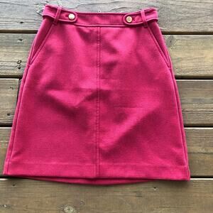 LOFT Red A-Line Skirt with Button Accents 00P